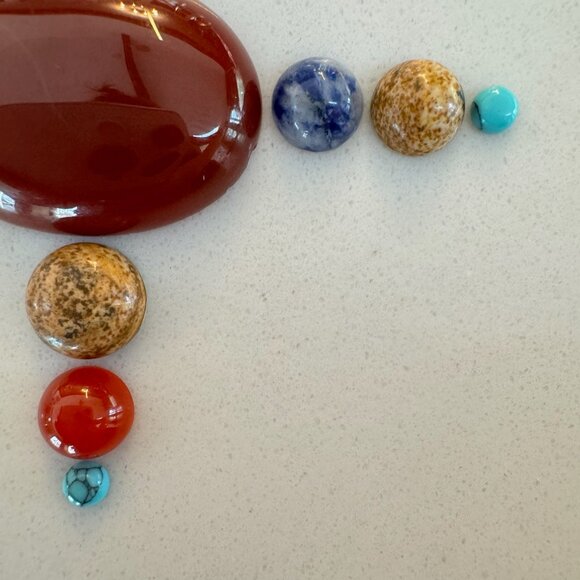 Cabochon Lot with Carnelian, Turquoise, Tigers Eye, Jasper, Onyx - Picture 6 of 15